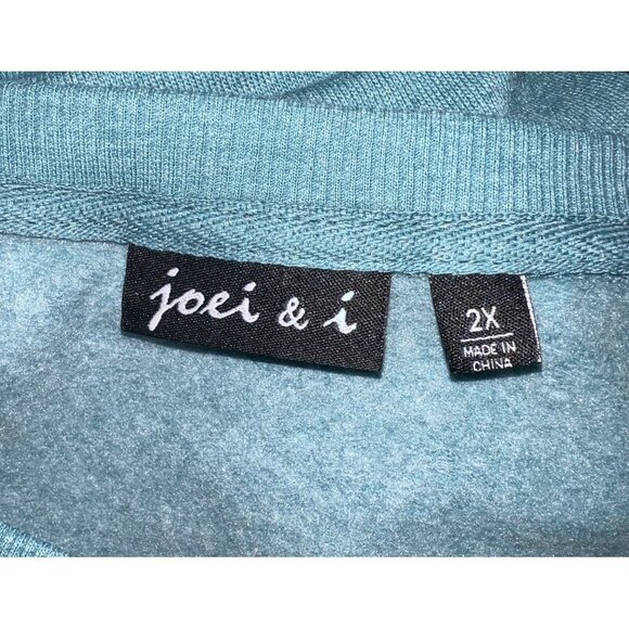 Joei & I Teal Pullover Sweater With Embroidered White Stars 2X Cotton Blend - Picture 3 of 4
